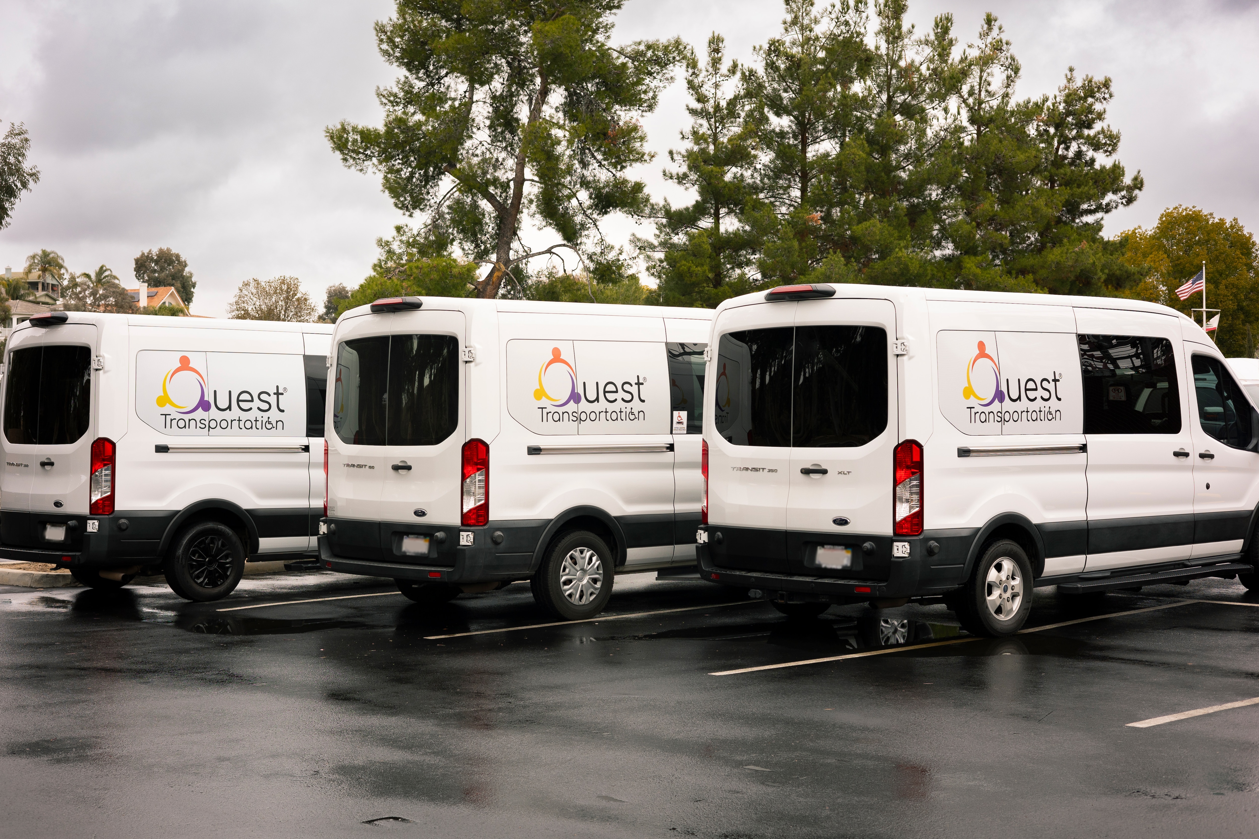 A Quest Transportation Ford E-350 cutaway. Aftermarket upfit shown.